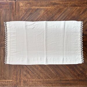 Vintage Table Runner Dresser Scarf Off White Crochet Scalloped Edges Cotton